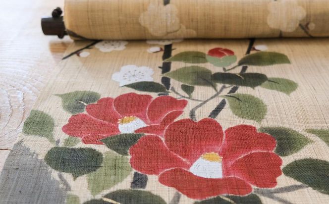 【京都洛柿庵】手描きタペストリー「粋円椿」 261009_B-SE02