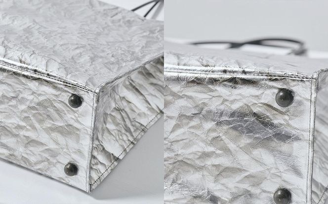 【KENTO HASHIGUCHI × 伝統工芸士】手もみ銀箔 ショッパーバッグ 縦（shopper bag） 261009_B-SJ03