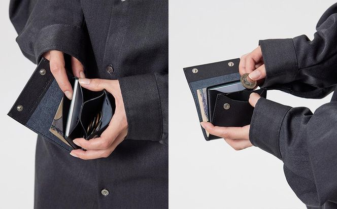【KENTO HASHIGUCHI】コンパクト財布 ブラック（leather half wallet black） 261009_B-SJ05