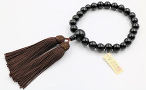 【中郷の京念珠】男性用 黒檀の数珠（じゅず）＋数珠袋セット 261009_B-ST01