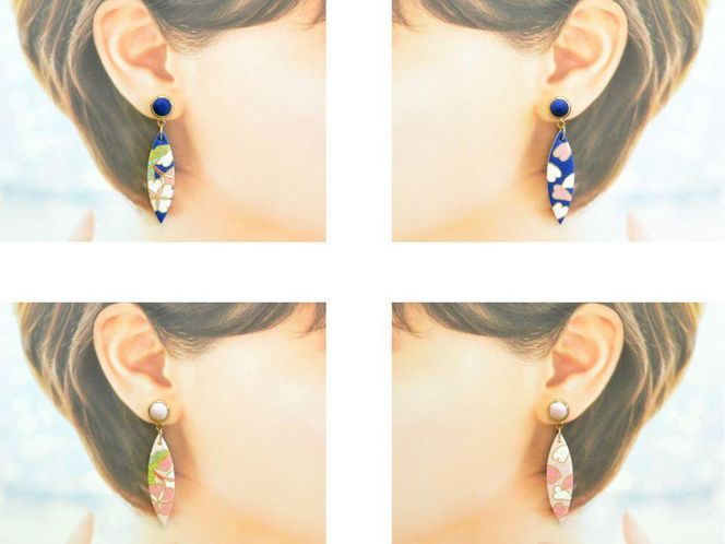 【染工房正茂】手描友禅 ピアス・イヤリング（ファブリックアクセサリー）《桜》 261009_B-VK02