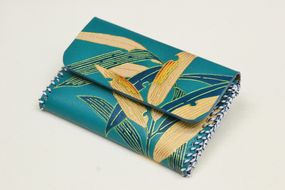 【染工房正茂】手描友禅 レザー名刺入れ《笹》 261009_B-VK03