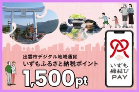 出雲市 デジタル地域通貨「いずも縁結びPAY」 いずもふるさと納税ポイント1,500pt（1pt＝1円）【1,500円分 電子決済 キャッシュレス 飲食 宿泊 体験 電子マネー 島根県 出雲市】 322032_FC001