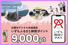 出雲市 デジタル地域通貨「いずも縁結びPAY」 いずもふるさと納税ポイント9,000pt（1pt＝1円）【9,000円分 電子決済 キャッシュレス 飲食 宿泊 体験 電子マネー 島根県 出雲市】 322032_FC004