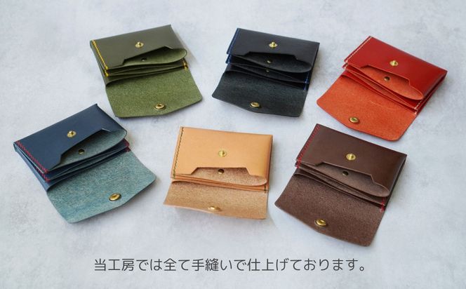 【革工房Rim】3ポケット ミニ財布 〈焦茶×赤糸〉 [ 京都 財布 ハンドメイド コンパクト 本革 ウォレット 人気 おすすめ さいふ 革 レザー 手作り クラフト ギフト プレゼント お取り寄せ 通販 送料無料 ふるさと納税 ] 261009_B-XA01VC03