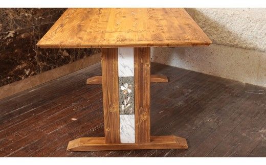 石材プロの作品 「 草原と鳥影 」 ( テーブル ) 家具 アート 一点もの 一点モノ テーブル オブジェ 壁かけ 作品 ハンドメイド 手作り 職人 完成品 国産 木材 石材 金属 おしゃれ アンティーク調 食卓 [DZ006ci]