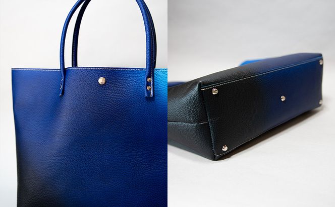 【池内友禅】SOMEA brume レザートートL(タンゴブルー)［ 京都 友禅染 ブランド バッグ 鞄 人気 おすすめ 革製品 本格 通勤 大容量 雑貨 青 高級 男女兼用 お取り寄せ 通販 送料無料 ふるさと納税 ］ 261009_B-CA123