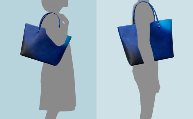 【池内友禅】SOMEA brume レザートートL(タンゴブルー)［ 京都 友禅染 ブランド バッグ 鞄 人気 おすすめ 革製品 本格 通勤 大容量 雑貨 青 高級 男女兼用 お取り寄せ 通販 送料無料 ふるさと納税 ］ 261009_B-CA123