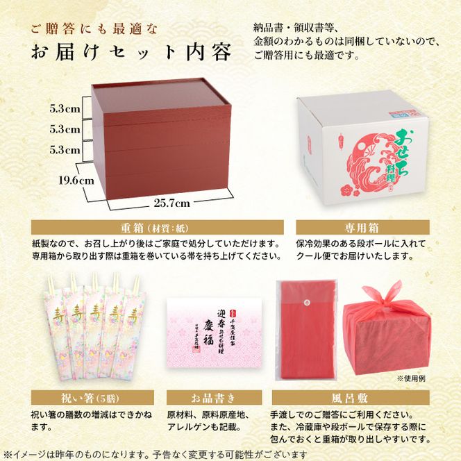 【早期限定寄附額】千賀屋謹製 2027年 迎春おせち料理「慶福」和風三段重 3～4人前 全34品 冷蔵 ［035S07］ 