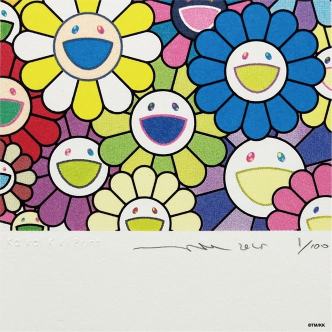 【ふるさと納税限定セット】版画「お花の短冊 レインボー」シリアルNo.入り限定カード付き［ 京都 村上隆 カイカイキキ アーティスト 大人気 レア トレカ カード おしゃれ かわいい アート 現代美術 人気 おすすめ 通販 送料無料 ふるさと納税 ］ 261009_KA037