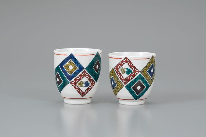 組湯吞　石畳の図　大志窯