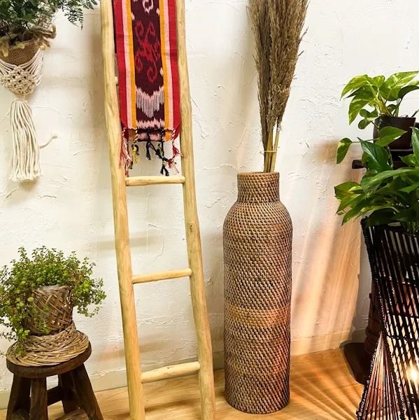 ロンボク島のラタンビンカットバスケット（６０ｃｍ）BV-63