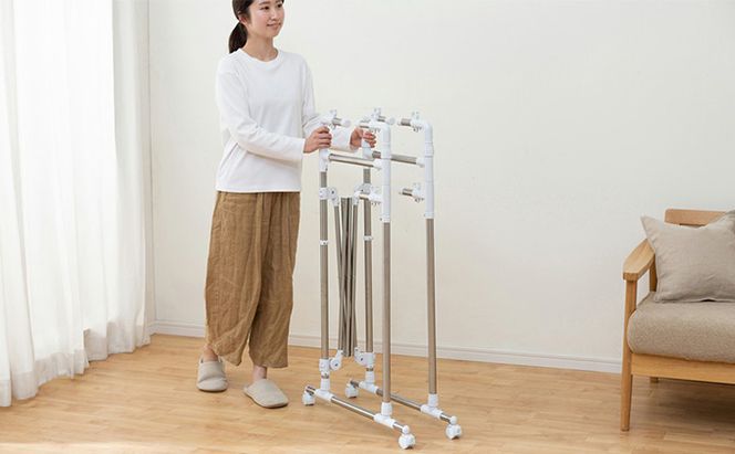 組み立て簡単たっぷり物干し H-MH1518N 物干し 室内 室内干し 組立 組み立て 簡単 伸縮竿 コンパクト収納 洗濯 部屋干し 大容量 屋外 梅雨 アイリスオーヤマ 家具 