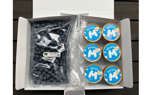 大粒冷凍ブルーベリー1kgと手作りブルーベリーヨーグルトジェラート6個セット ※離島への配送不可