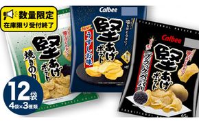 カルビー 堅あげポテト 3種 各4袋 セット ( 計12袋 ) うすしお ブラックペッパー 焼きのり 堅あげ かたあげ ポテト ポテチ お菓子 おかし 大量 スナック おつまみ ジャガイモ じゃがいも まとめ買い 数量限定 [DA013us]