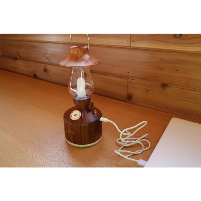 ランタン LED 加湿器 充電式 木目調 連続点灯50時間 照明 調光 LEDランタン アンティーク コードレス 小型 コンパクト アウトドア キャンプ アロマディフューザー ランタン・ミスト おしゃれ SunRuck SR-LAH010-DW