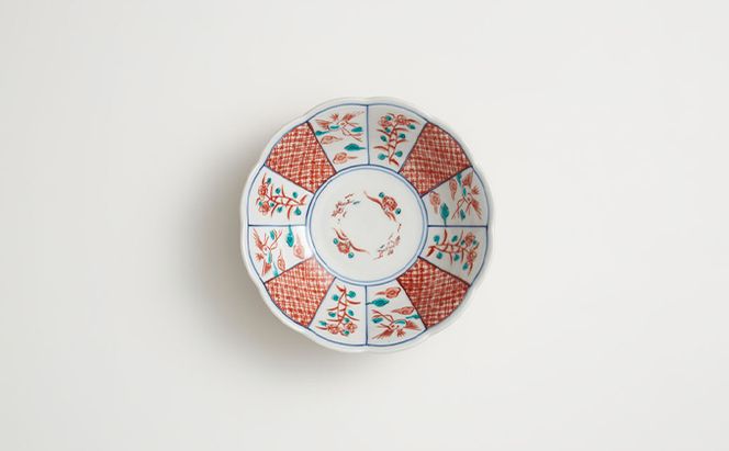九谷焼　5号小鉢揃　赤絵小紋 a01 工芸品 