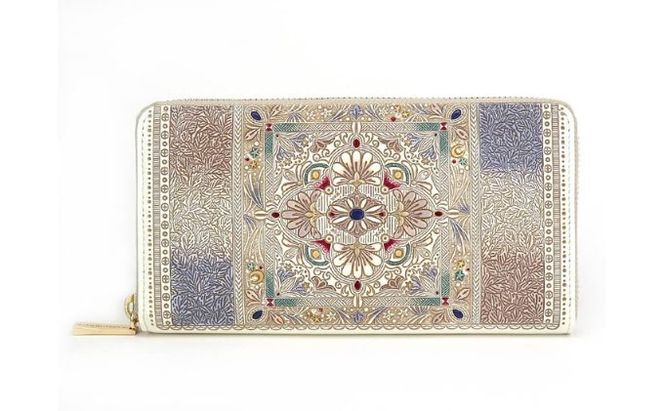 【文庫屋大関】 大容量　ぐるっとファスナーの長財布　夢幻のタピ【皮革工芸品】 ファッション小物 民芸品 