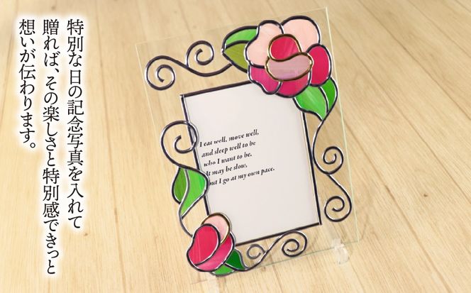 AN-7a グラスアート 薔薇 フォトスタンド L判用