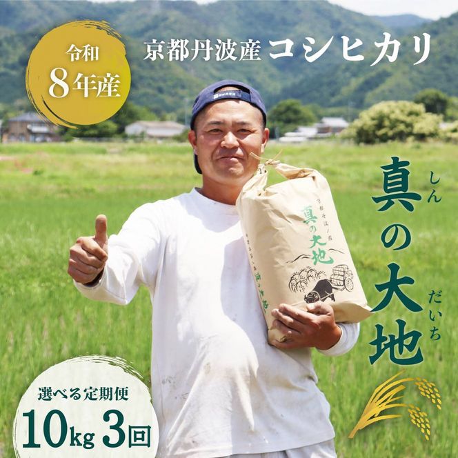 定期便 令和8年産 京都丹波産 コシヒカリ 10kg　3回 京都 お米 米 令和8年 10キロ 新米 新米26