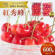 [2027年発送] さくらんぼ 紅秀峰 2Lサイズ以上 600g（300g×2パック） 化粧箱入 サクランボ チェリー フルーツ 果物 果物類 ギフト 贈答品 北海道 仁木町 仁木 [小林信幸]