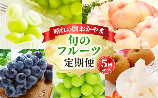 フルーツ 定期便 2026年 先行予約 晴れの国 おかやま 5回コース 桃 もも モモ 葡萄 ぶどう ブドウ 岡山県産 国産 果物 セット ギフト 梨 白桃 シャインマスカット ピオーネ