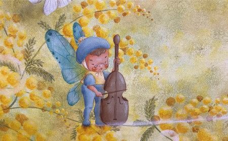 絵画「幸せの音楽会」 糸島市 / 工房はーべすと アート インテリア[AYA053] 絵画 絵 額縁 インテリア 内装 パステル イラスト アート