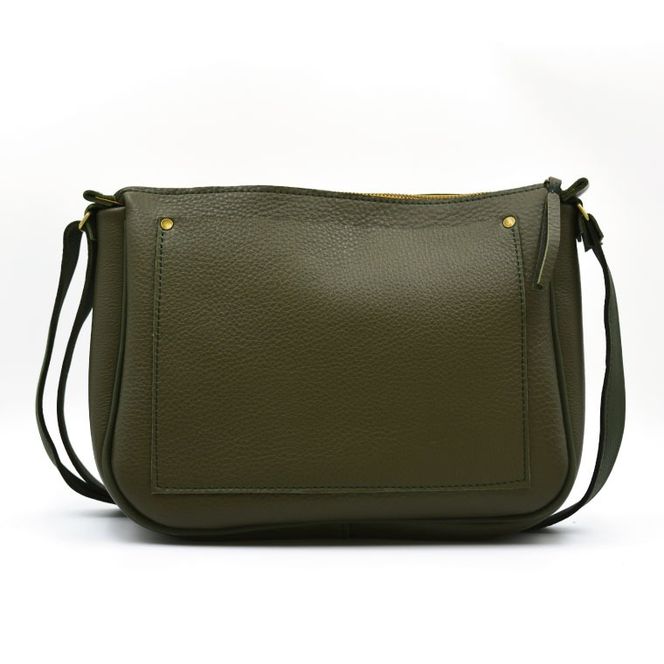 益子の革工房maharoのラウンドショルダーバッグ（L）オリーブグリーン｜栃木県 益子町 ふるさと納税 ショルダーバッグ バッグ 牛革 手作り (AX117-4)