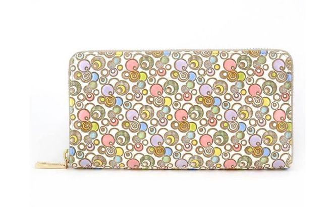 【文庫屋大関】 大容量　ぐるっとファスナーの長財布　ポッピンソーダ【皮革工芸品】 ファッション小物 民芸品 