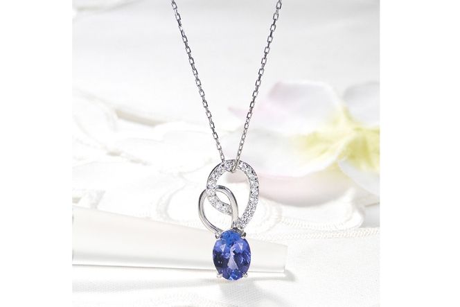 ペンダント ネックレス PT900 プラチナ 0.18ct ダイヤモンド タンザナイト 大粒 オーバル 誕生石 華やか ハート 大ぶり ダイヤ ジュエリー 【f274-ta-pt】 [オーダーメイドジュエリーメイ 山梨県 韮崎市 20745060]