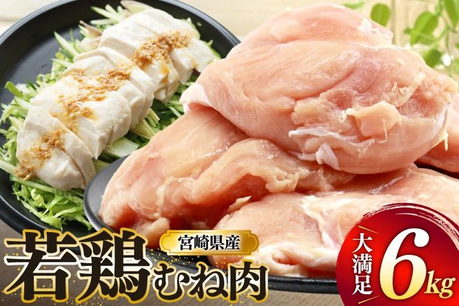 鶏肉 むね肉 若鶏 鶏むね肉 6kg [ミヤケイフード 宮崎県 美郷町 31bp0017] 鶏むね 鶏胸 むね 冷凍 小分け