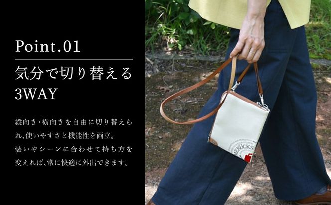 豊岡鞄 クロスミニショルダー マルロゴ　カーキ