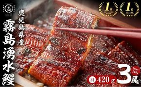 【志布志市人気No.1お礼の品】霧島湧水鰻の蒲焼き 140g以上×3尾＜計420g以上＞ a6-072