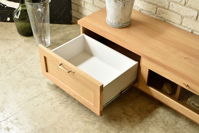ビルネ 180 TVボード NA【ナチュラル 完成品 真鍮 テレビ台 木製 高級感 リビング収納】(H062378)