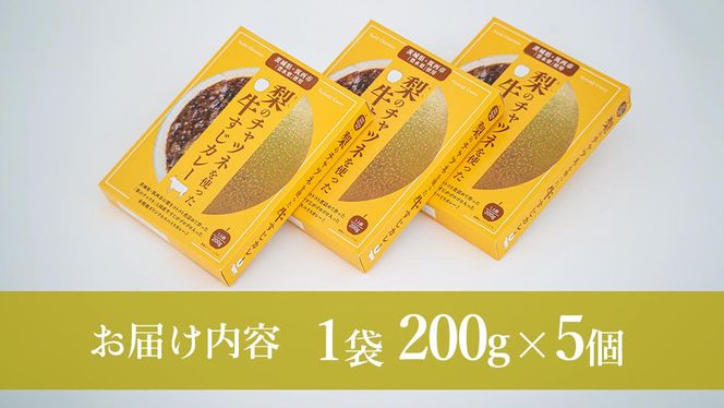 梨 の チャツネ（ペースト） を使った 牛すじ カレー 5個 セット レトルト 常温保存 備蓄 非常食 牛すじカレー コク 旨味 中辛 オリジナル グッズ 筑西市 限定 梨 なしカレー [DS003ci]