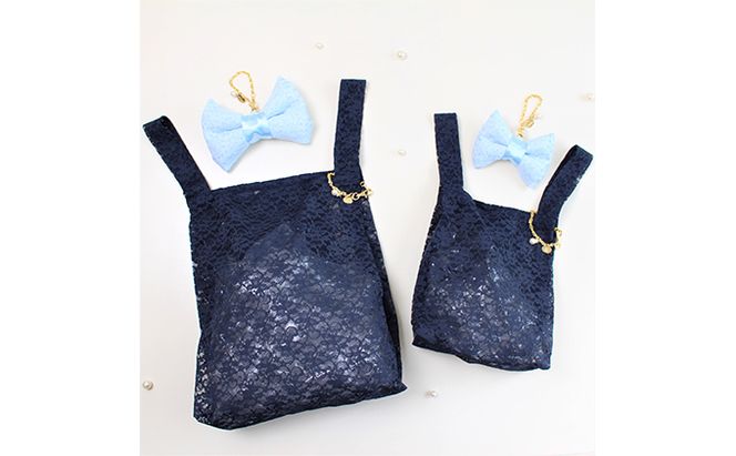 〈Chaleur シャルール〉Ribbon marcheレース【M】サイズ ファッション かばん トートバッグ 手提げ 