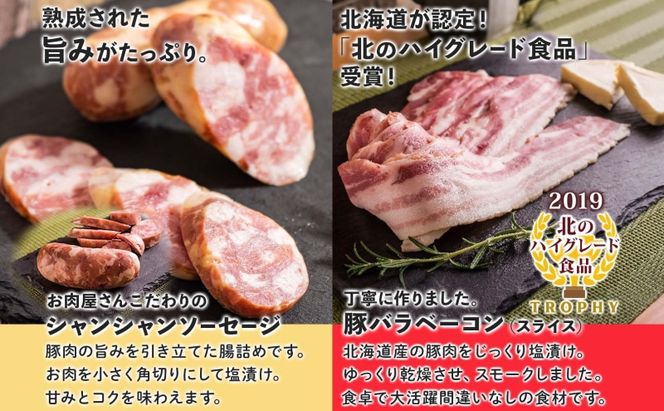 北海道 食べ比べ 4種セット ぐる巻き ソーセージ にんにく チーズ ベーコン シャンシャン ハム 北海道産 豚肉 粗挽き 手作り 詰め合わせ ギフト お取り寄せ お肉屋 たどころ 送料無料 