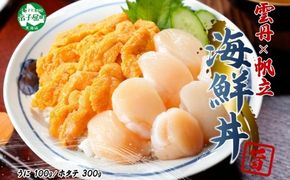 3208. うに チリ産 冷凍 100g ホタテ 300g セット ファミリー ウニ 雲丹 ほたて 生ほたて 帆立 貝柱 貝 冷凍 海鮮 海鮮丼 送料無料 北海道 弟子屈町