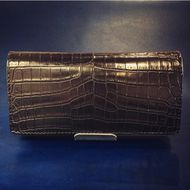 クロコダイルロングウォレット　LI004-CRLW-BK クロコダイル クロコダイル財布 本革 ワニ革 職人 プレゼント 贈り物 ギフト [CM-3]