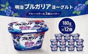 ヨーグルト 明治ブルガリアヨーグルト脂肪0 ジューシー果実 ブルーベリー&3種のベリー（180g×12個） 乳製品 乳酸菌 脂肪0 果汁 果肉 ブルーベリー ベリー 食べ切り 茅ヶ崎市 神奈川県