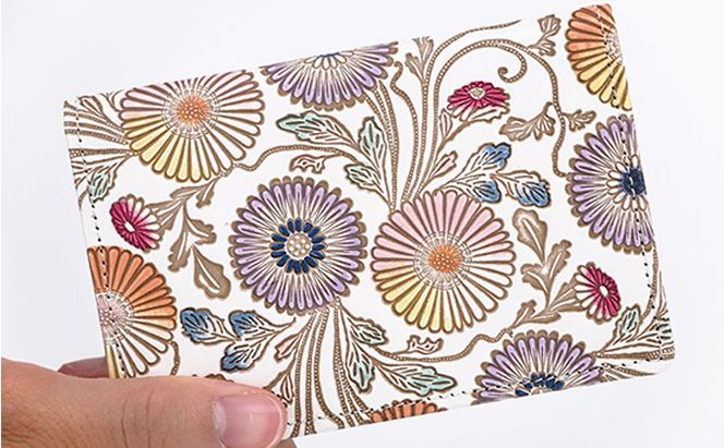 パスケース 更紗菊 文庫屋大関 名刺入れ カードホルダー 名刺ケース 名刺ホルダー カード入れ 定期入れ 定期ケース 雑貨 生活雑貨 小物 革小物 革製品 本革 日用品 民芸品 工芸品 東京 東京都 墨田区