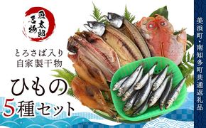 【美浜町・南知多町共通返礼品】年間100万枚販売！魚太郎名物【とろさば】入り・自家製ひもの5種セット★鮮度にこだわる魚屋が丁寧に手作業で作りました！ ※北海道・沖縄・離島への配送不可