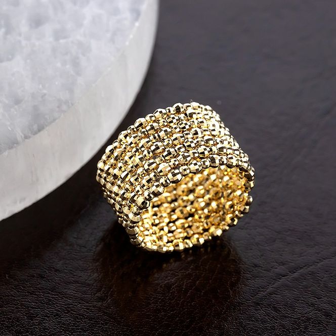 18金 リング k18 指輪 レディース フリーサイズ シンプル ゴールド 形状記憶 ミラーボール 7連 イエローゴールドK18 18k 婚約指輪 ピンキーリング 太め ジュエリー 普段 使い 人気250328an400 SWAA265