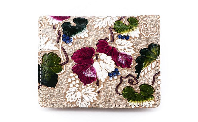 【文庫屋大関】箱まち小銭入れ　野葡萄【皮革工芸品】 ファッション小物 財布 民芸品 