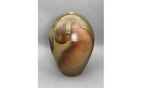 虫明焼 灰釉火円文壺(黒井千左 作) 工芸品 インテリア 雑貨 日用品