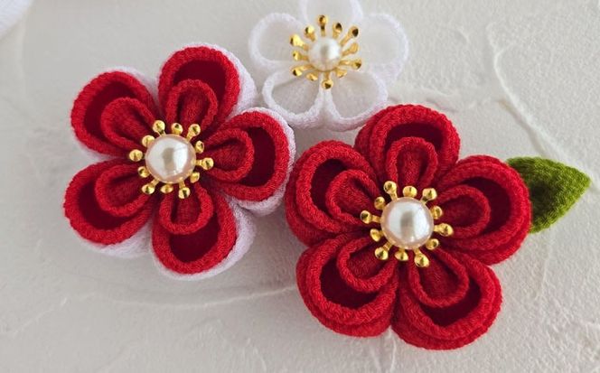 【つまみ細工の髪飾り　小梅】5点セット《築上町》【恋桜】　成人式　七五三　結婚式　卒業式　前撮り[ABEK001]