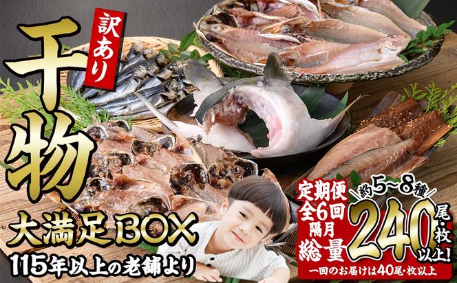 ＜定期便・全6回 (隔月)＞訳あり 干物大満足BOX (240尾以上)定期便 簡単 調理 干物 あじ かます さば いわし みりん干し 丸干し 開き 魚 海鮮 冷凍 詰め合わせ セット 大分県 佐伯市【AQ90】【やまろ渡邉】