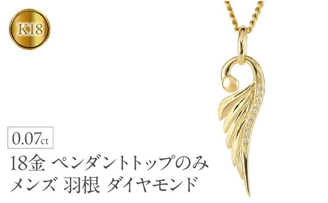 ネックレス 18金 18k メンズ フェザー 羽根 喜平用 ダイヤモンド ペンダントトップ 大ぶり 羽 イエローゴールドK18 ゴールド シンプル ジュエリー 普段 使い 190523100dym-g SWAA335-gd