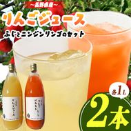信州伊那産 りんごジュース 1000ml×2本（ふじ、ニンジンリンゴMIX）｜りんごジュース サンふじ にんじん 甘い 飲料 美味しい フルーツ 伊那 伊那産 長野県 ふるさと納税【008-27】