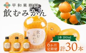 【数量限定 TVで何度も放映！】【定期便6か月】 飲むみかん 180ml×30本 早和果樹園 ｜ 果汁100％ストレートみかんジュース 和歌山県 有田市 （A922-1）